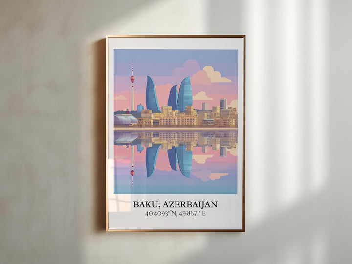 Baku Art, Baku Retro Travel Art, Azerbaijan Home Decor, Azerbaijan Gift, Azerbaijan Travel Art, Travel Prints, Housewarming Gift