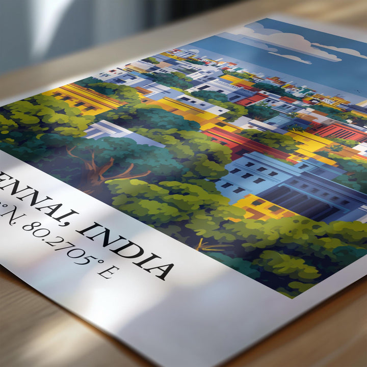 Chennai Art, Chennai India Retro Travel Art, Chennai Home Decor, Chennai India Gift, India Travel Art, Travel Prints, Housewarming Gift