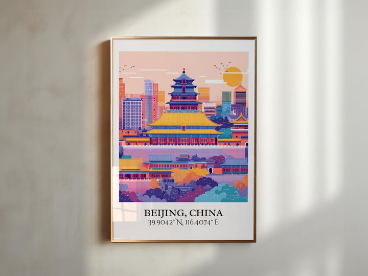 Beijing Art, Beijing Retro Travel Art, Beijing Home Decor, Beijing China Gift, China Travel Art, Travel Prints, Housewarming Gift