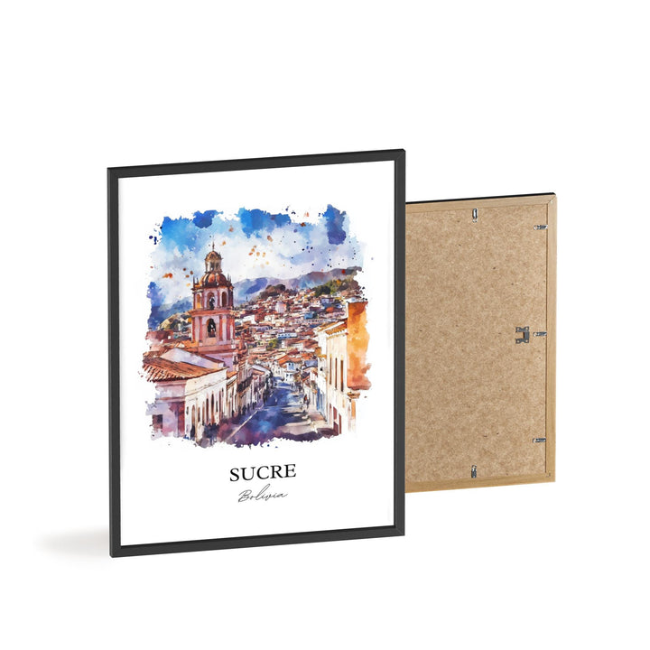 Sucre Bolivia Wall Art, Chuquisaca Dept Print, Bolivia Watercolor Art, Sucre Bolivia Gift, Travel Print, Travel Poster, Housewarming Gift