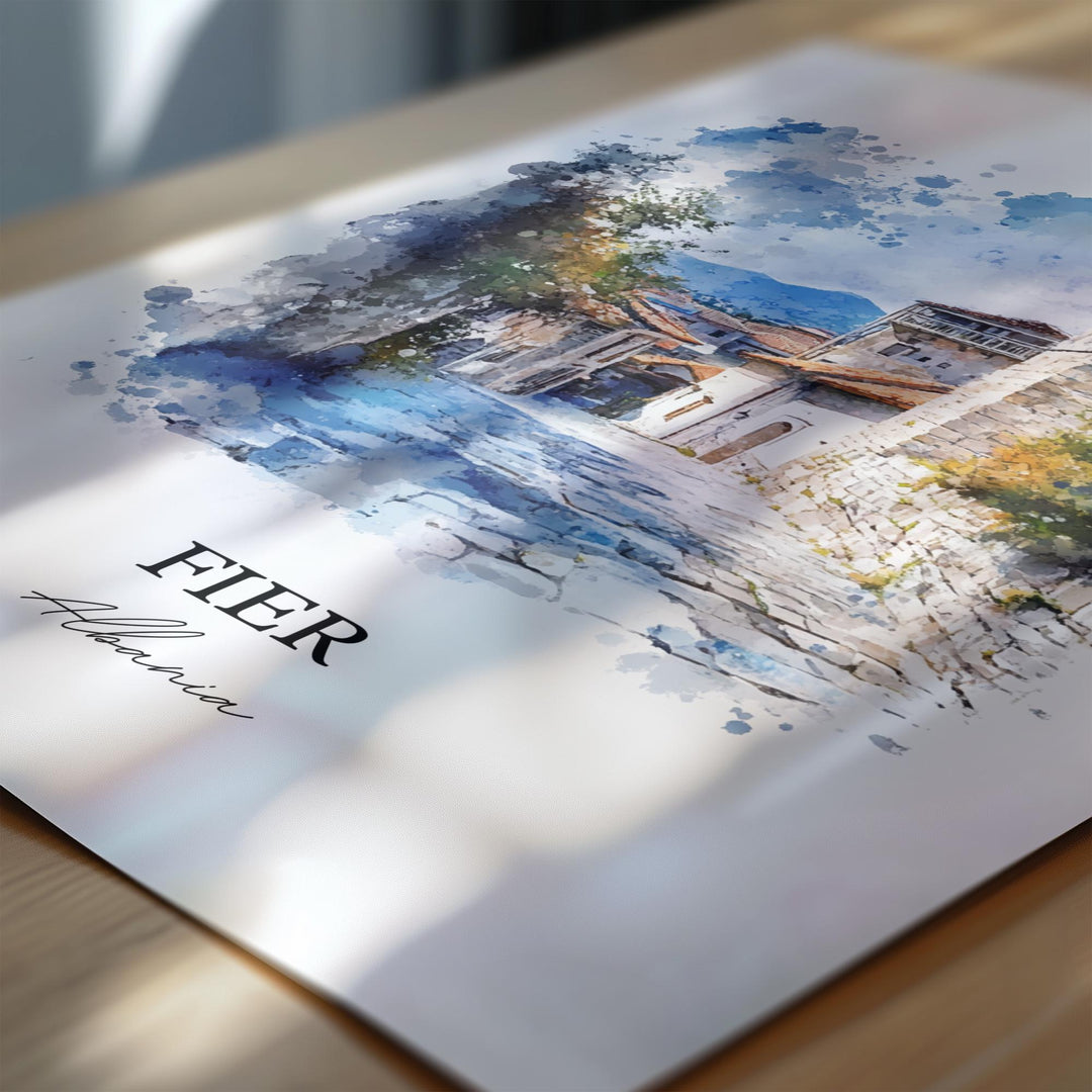Fier Albania Wall Art, Albania Print, Albania Watercolor Art, Fier Gift, Travel Print, Travel Poster, Housewarming Gift