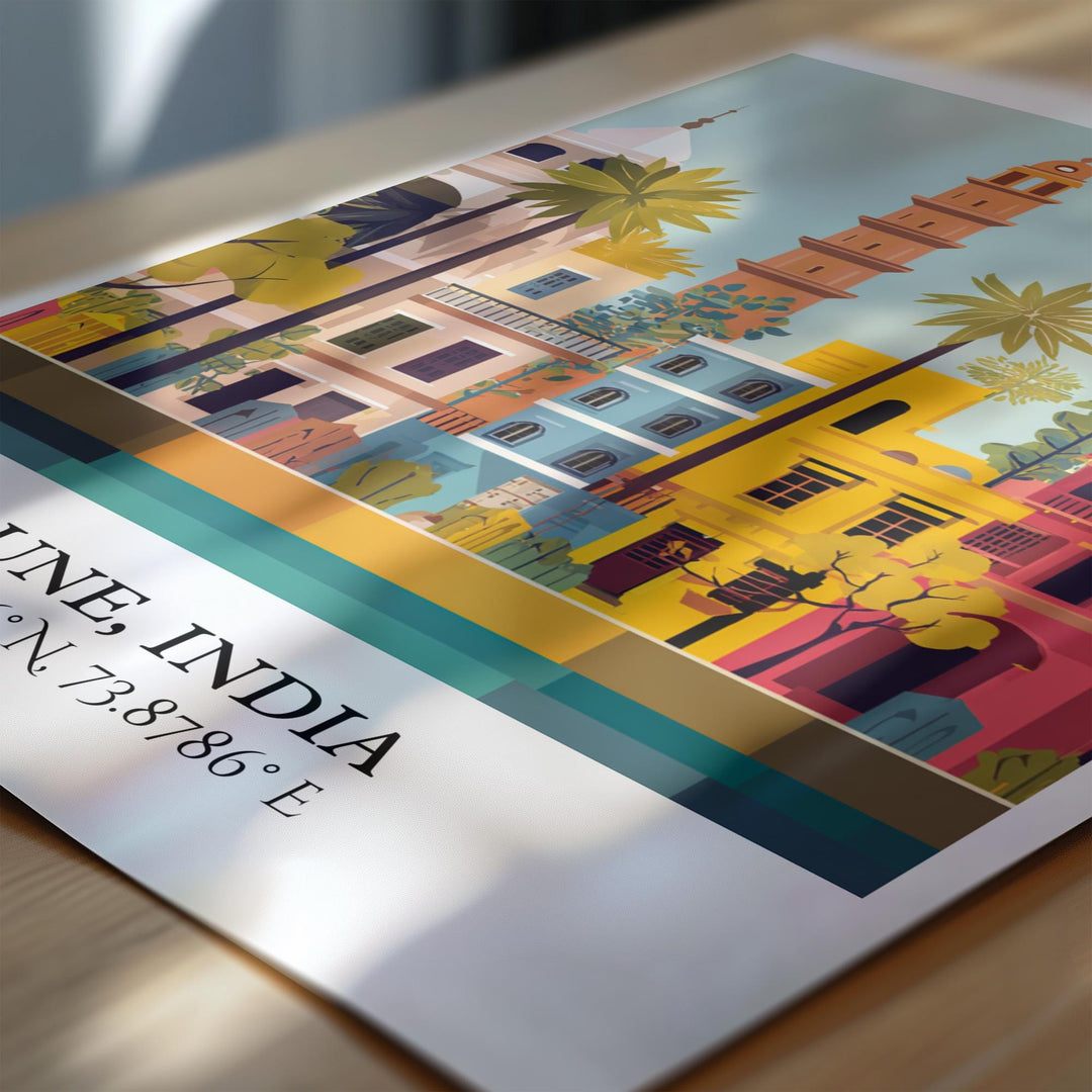 Pune India Art, Pune Retro Travel Art, Pune India Home Decor, India Gift, India Travel Art, Travel Prints, Housewarming Gift