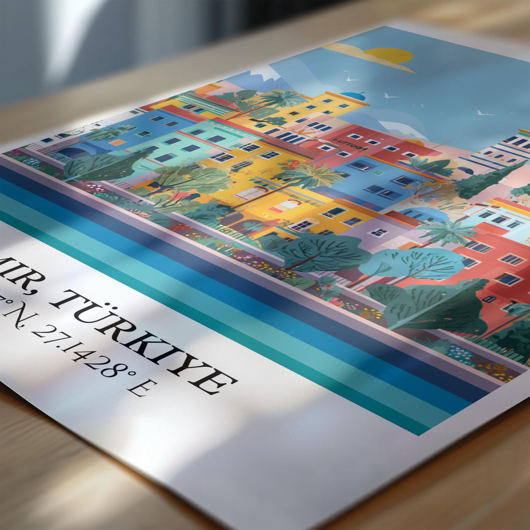 Izmir Turkey Art, Izmir Retro Travel Art, Izmir Home Decor, Izmir Turkey Gift, Turkey Travel Art, Travel Prints, Housewarming Gift