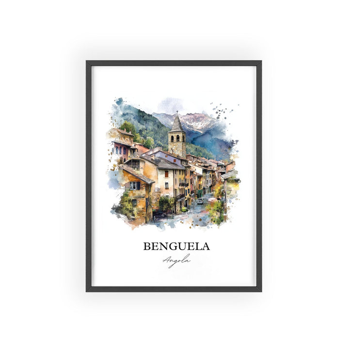 Benguela Wall Art, Angola Print, Angola Watercolor Art, Benguela Gift, Travel Print, Travel Poster, Housewarming Gift