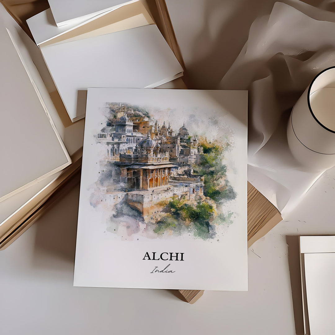 Alchi India Wall Art, Ladakh Print, India Watercolor Art, Alchi India Gift, Travel Print, Travel Poster, Housewarming Gift