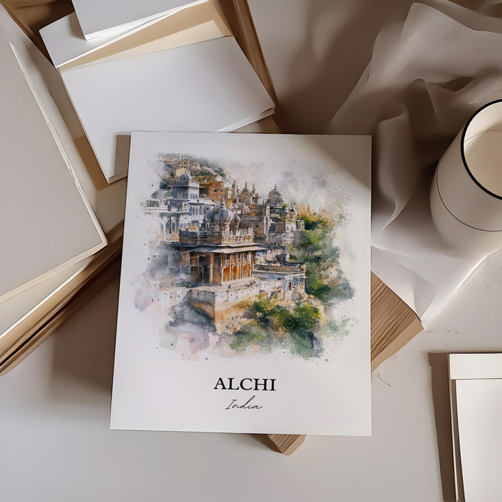 Alchi India Wall Art, Ladakh Print, India Watercolor Art, Alchi India Gift, Travel Print, Travel Poster, Housewarming Gift