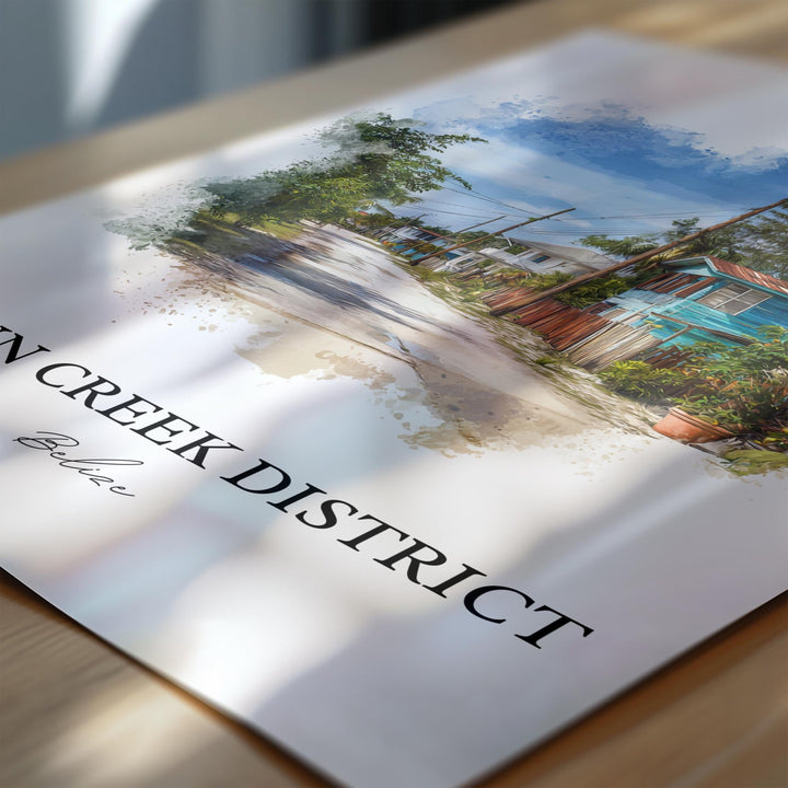 Stann Creek Belize Art, Belize Print, Belize Watercolor, Stann Creek District Gift, Belize Travel Print, Travel Poster, Housewarming Gift