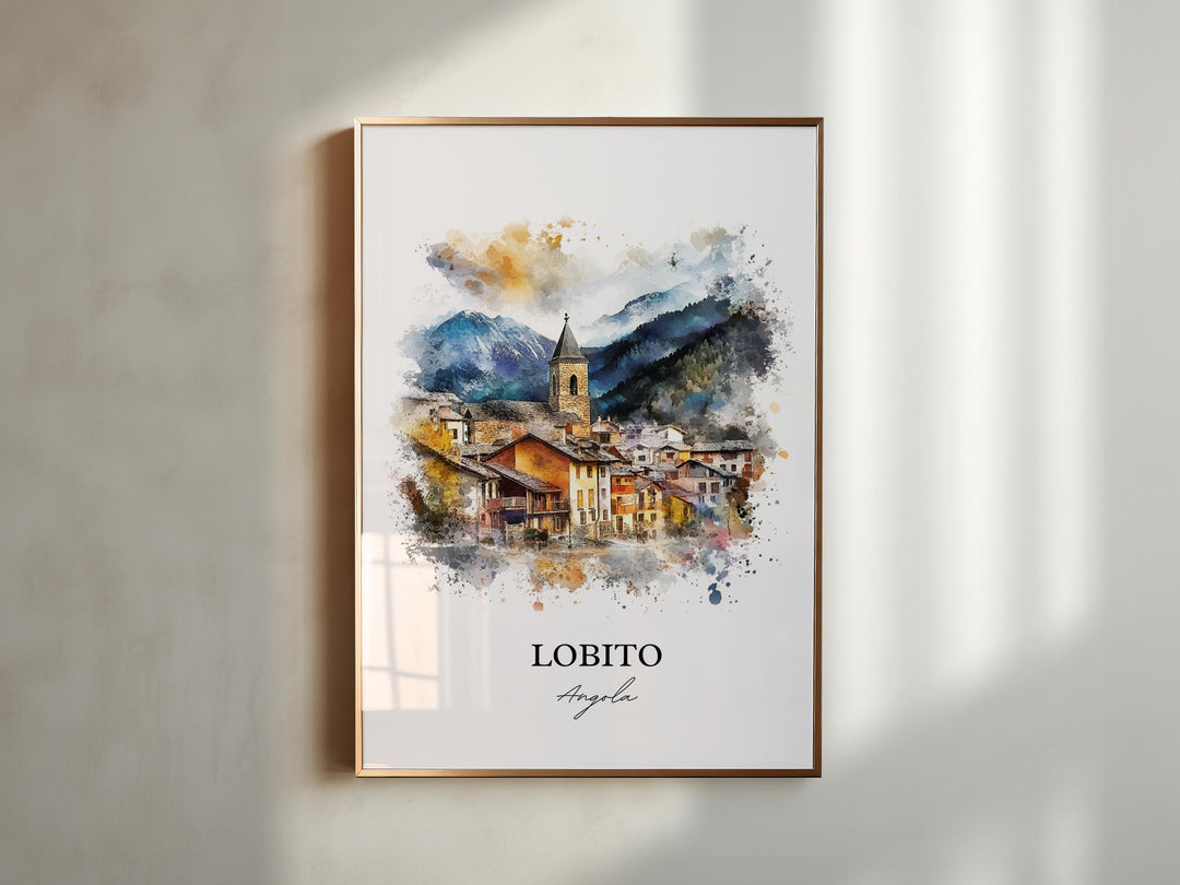 Lobito Angola Wall Art, Benguela Province Print, Angola Watercolor Art, Lobito Gift, Travel Print, Travel Poster, Housewarming Gift