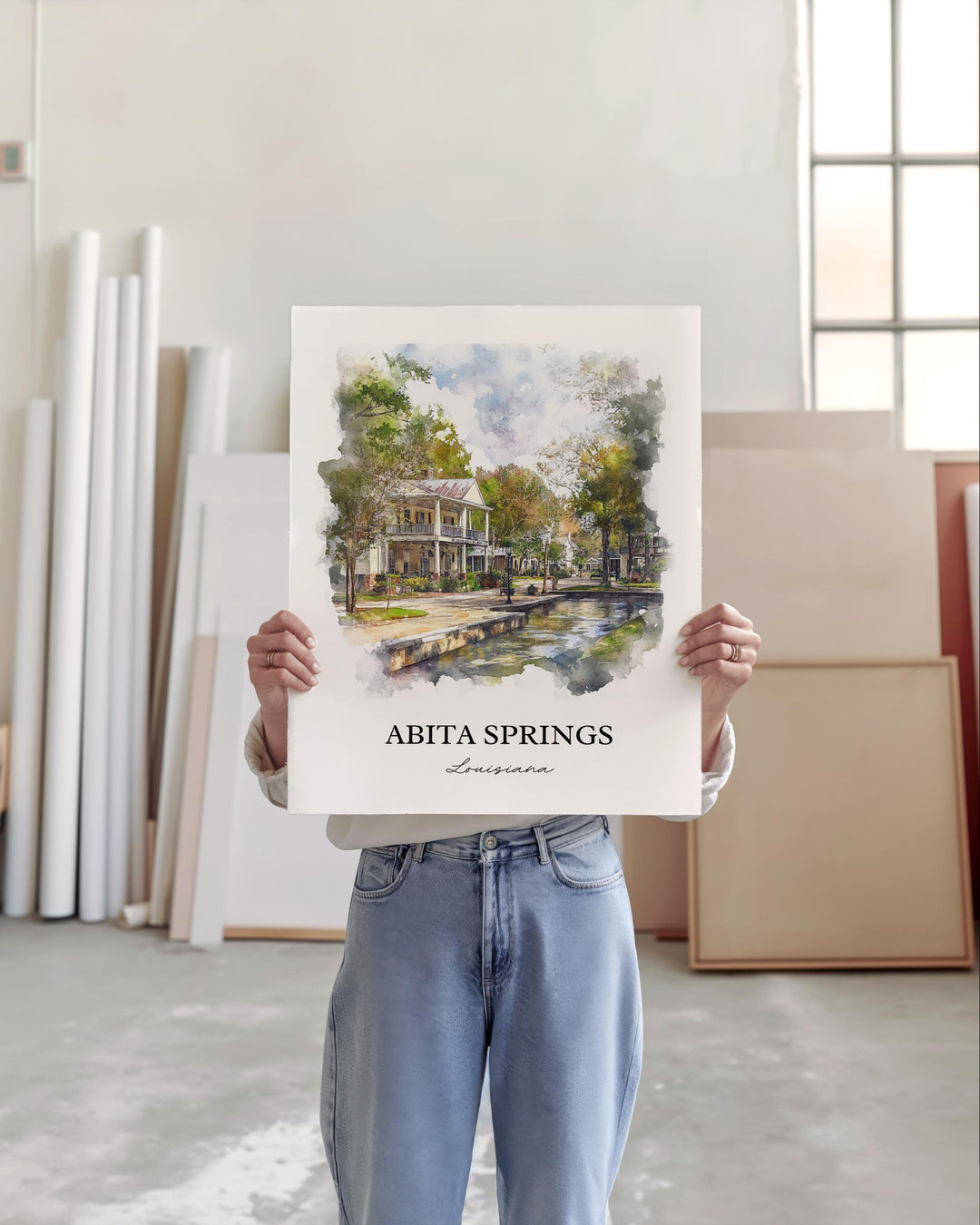 Abita Springs Wall Art, St. Tammany Parish Print, Louisiana Watercolor, Abita Springs Gift, Travel Print, Travel Poster, Housewarming Gift