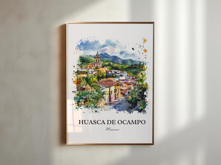 Huasca de Ocampo Wall Art, Hidalgo State Print, Mexico Watercolor Art, Huasca de Ocampo Gift, Travel Print, Travel Poster, Housewarming Gift