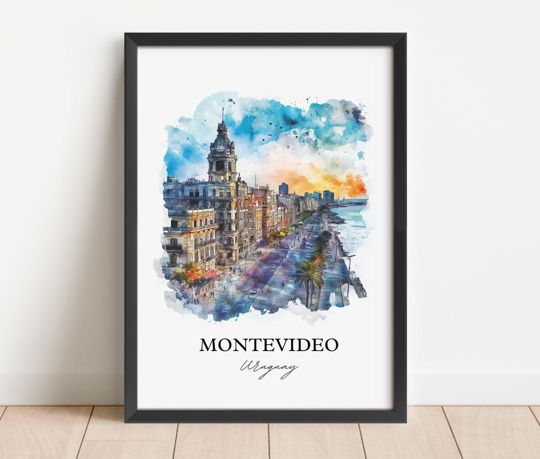 Montevideo Wall Art, Uruguay Print, Uruguay Watercolor Art, Montevideo Gift, Travel Print, Travel Poster, Housewarming Gift