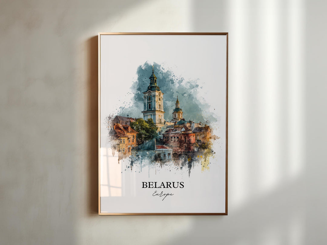Belarus Wall Art, Belarus Print, Belarus Watercolor Art, Belarus Gift, Travel Print, Travel Poster, Housewarming Gift