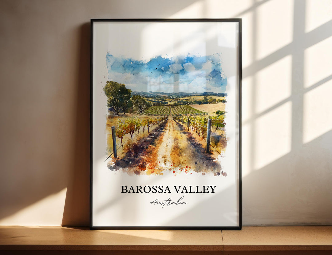 Barossa Valley Wall Art, South Australia Print, Australia Watercolor, Barossa Valley Gift, Travel Print, Travel Poster, Housewarming Gift