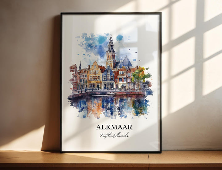 Alkmaar Wall Art, North Holland Print, Netherlands Watercolor Art, Alkmaar Gift, Travel Print, Travel Poster, Housewarming Gift