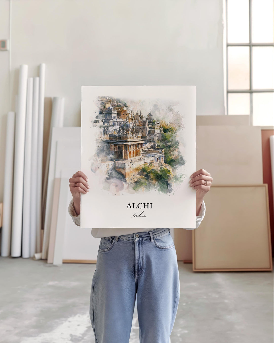 Alchi India Wall Art, Ladakh Print, India Watercolor Art, Alchi India Gift, Travel Print, Travel Poster, Housewarming Gift