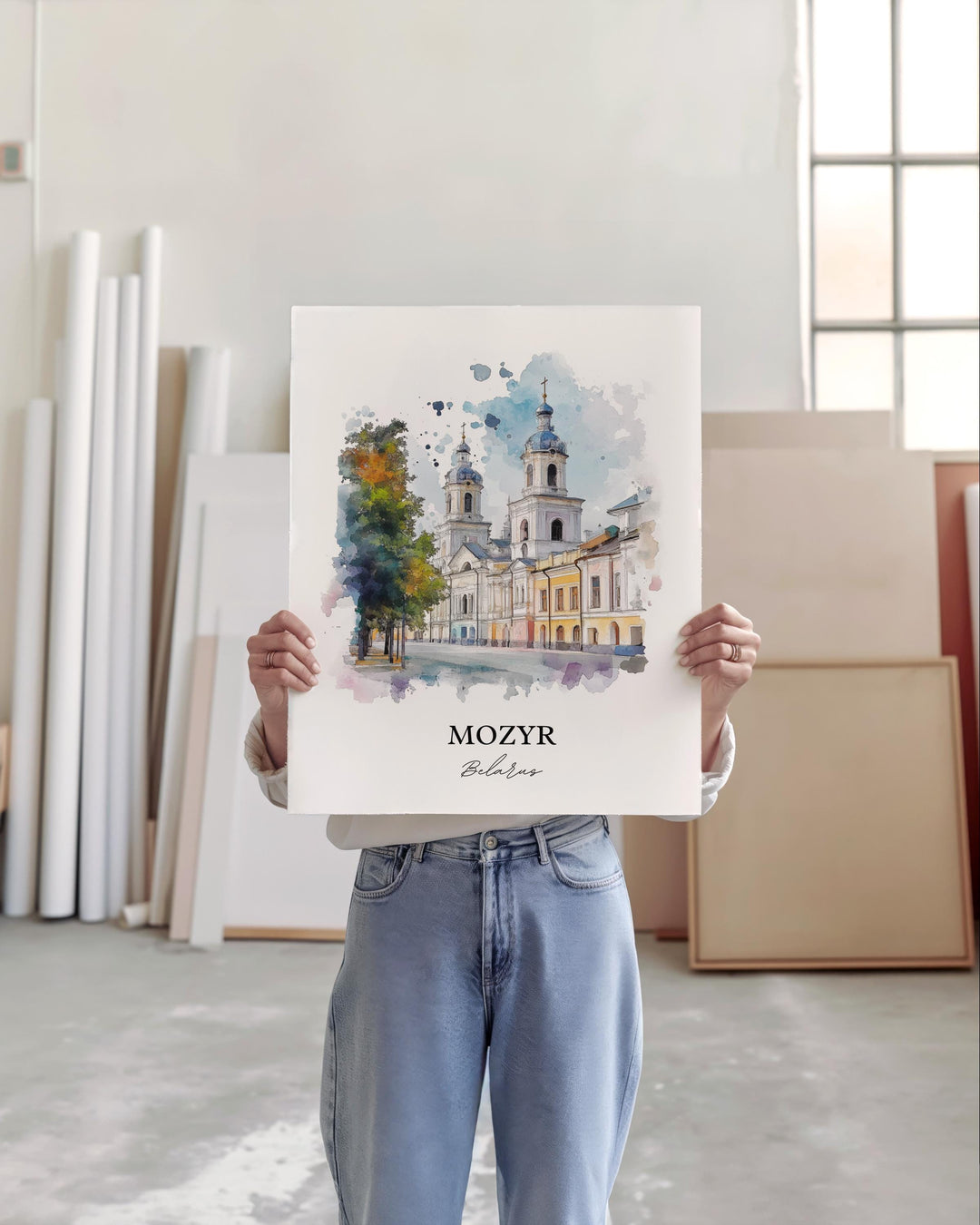 Mozyr Wall Art, Belarus Print, Belarus Watercolor Art, Mozyr Belarus Gift, Travel Print, Travel Poster, Housewarming Gift