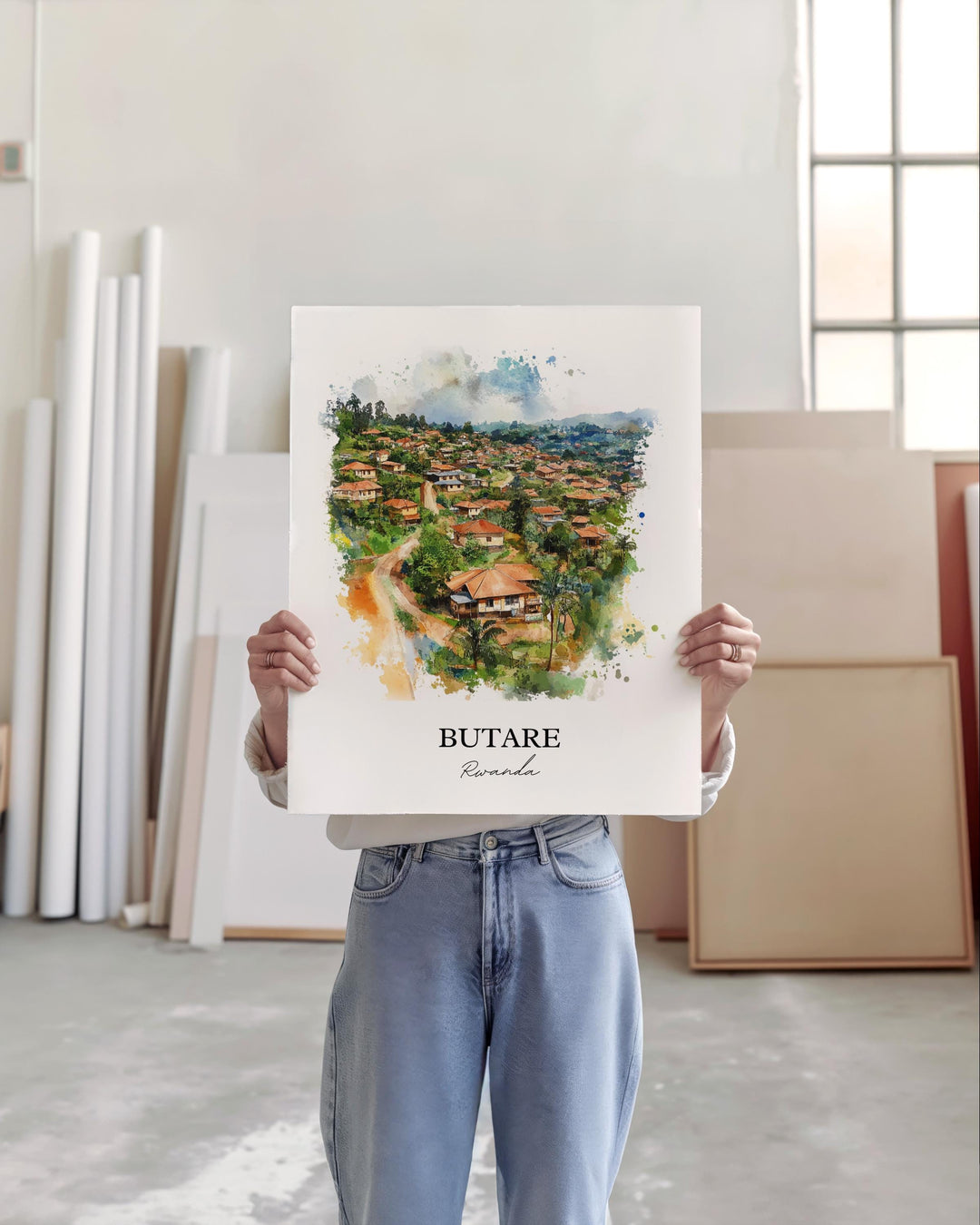 Butare Rwanda Wall Art, Rwanda Print, Rwanda Watercolor Art, Rwanda Gift, Travel Print, Travel Poster, Housewarming Gift