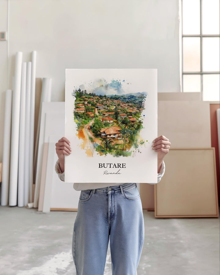 Butare Rwanda Wall Art, Rwanda Print, Rwanda Watercolor Art, Rwanda Gift, Travel Print, Travel Poster, Housewarming Gift