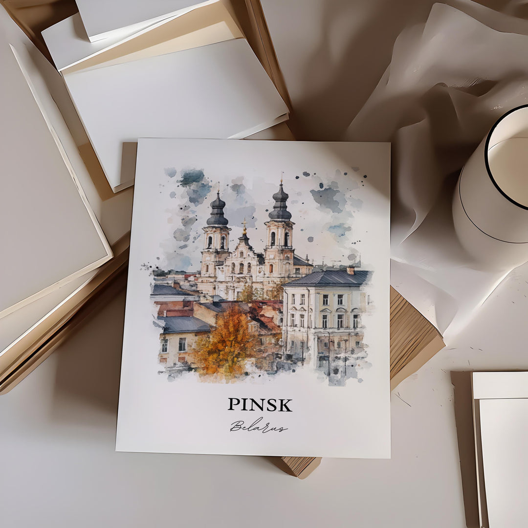 Pinsk Belarus Wall Art, Brest Region Print, Belarus Watercolor Art, Pinsk Belarus Gift, Travel Print, Travel Poster, Housewarming Gift