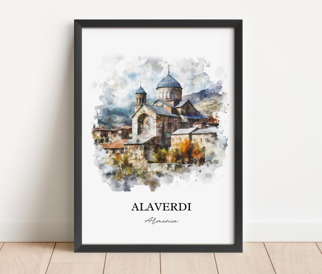 Alaverdi Wall Art, Armenia Print, Armenia Watercolor Art, Alaverdi Armenia Gift, Travel Print, Travel Poster, Housewarming Gift
