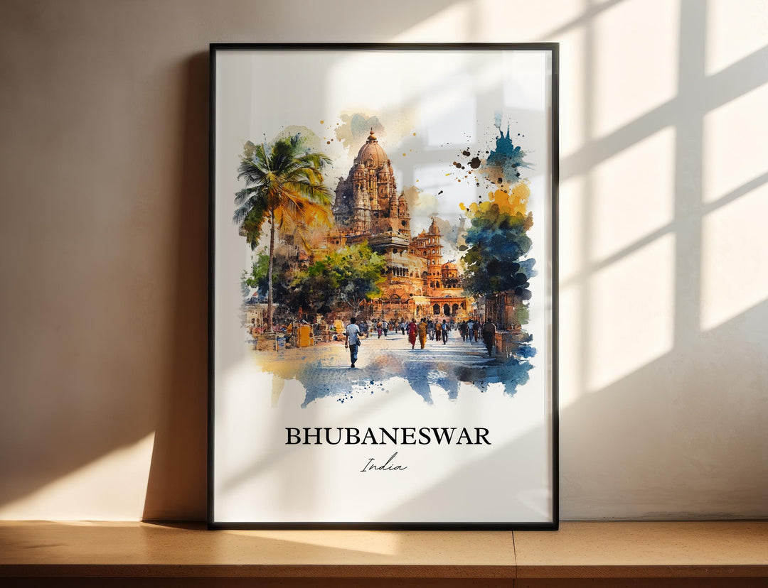 Bhubaneswar Wall Art, Odisha India Print, India Watercolor Art, Bhubaneswar India Gift, Travel Print, Travel Poster, Housewarming Gift