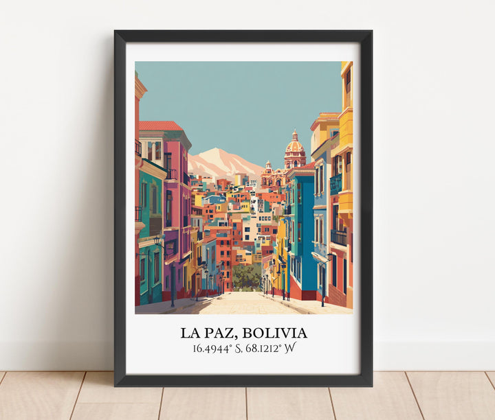 La Paz Art, La Paz Retro Travel Art, La Paz Bolivia Home Decor, Bolivia Gift, Bolivia Travel Art, Travel Prints, Housewarming Gift