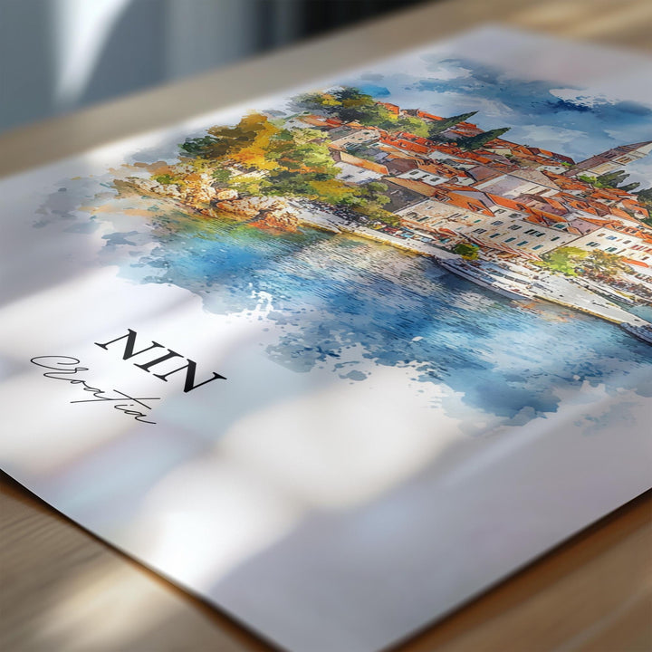 Nin Croatia Wall Art, Zadar County Print, Croatia Watercolor Art, Nin Croatia Gift, Travel Print, Travel Poster, Housewarming Gift
