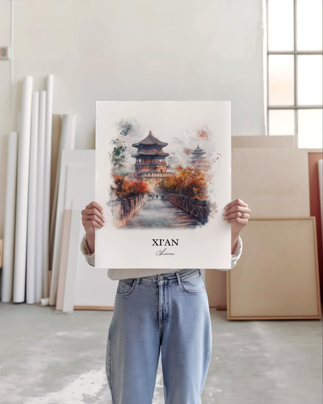 XI'an Wall Art, Shaanxi Province Print, China Watercolor Art, XI'an Gift, Travel Print, Travel Poster, Housewarming Gift