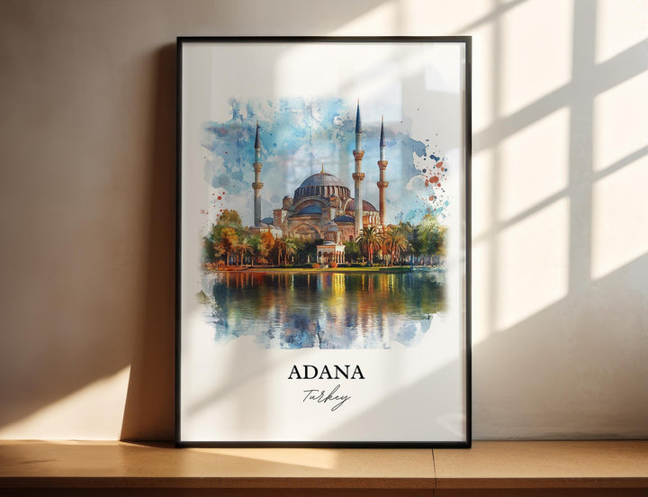 Adana Wall Art, Seyhan River Print, Turkey Watercolor Art, Adana Turkey Gift, Travel Print, Travel Poster, Housewarming Gift