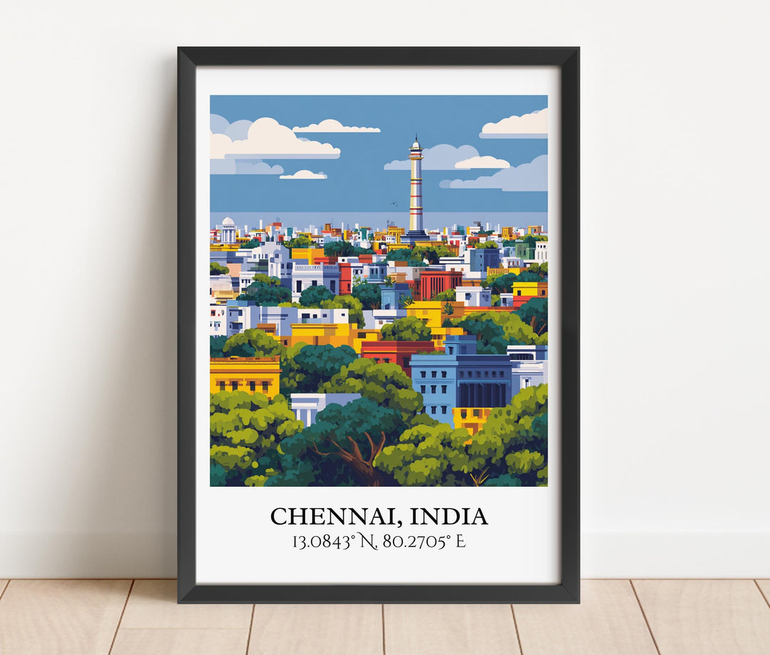 Chennai Art, Chennai India Retro Travel Art, Chennai Home Decor, Chennai India Gift, India Travel Art, Travel Prints, Housewarming Gift