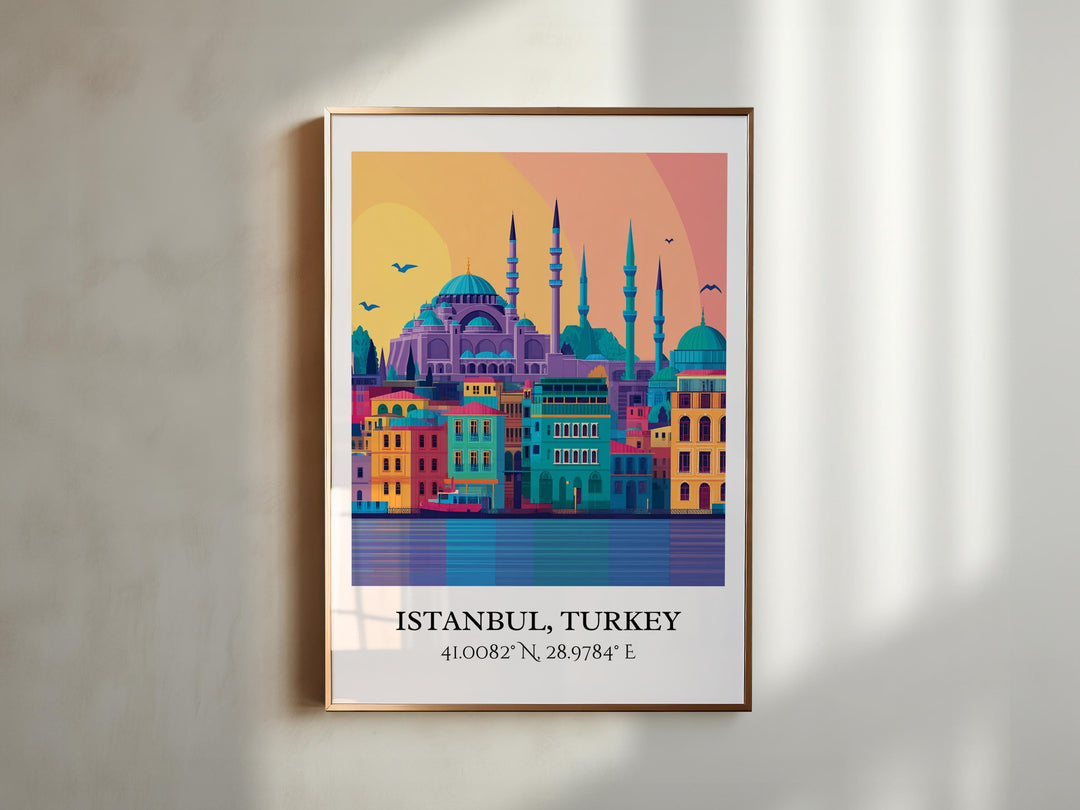 Istanbul Art, Istanbul Retro Travel Art, Istanbul Turkey Decor, Turkey Gift, Turkey Travel Art, Istanbul Turkey Print, Housewarming Gift
