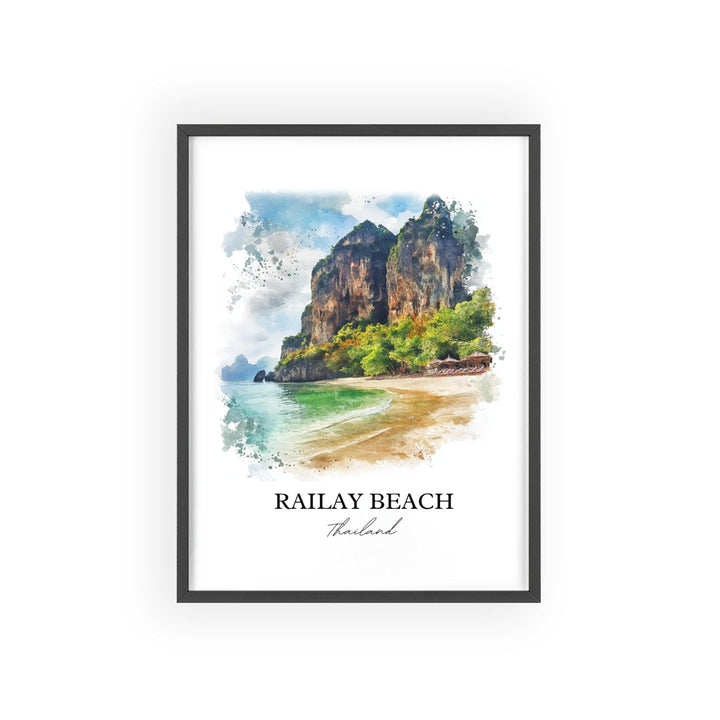 Railay Beach Wall Art, Rai Leh Thailand Print, Thailand Watercolor Art, Railay Beach Gift, Travel Print, Travel Poster, Housewarming Gift