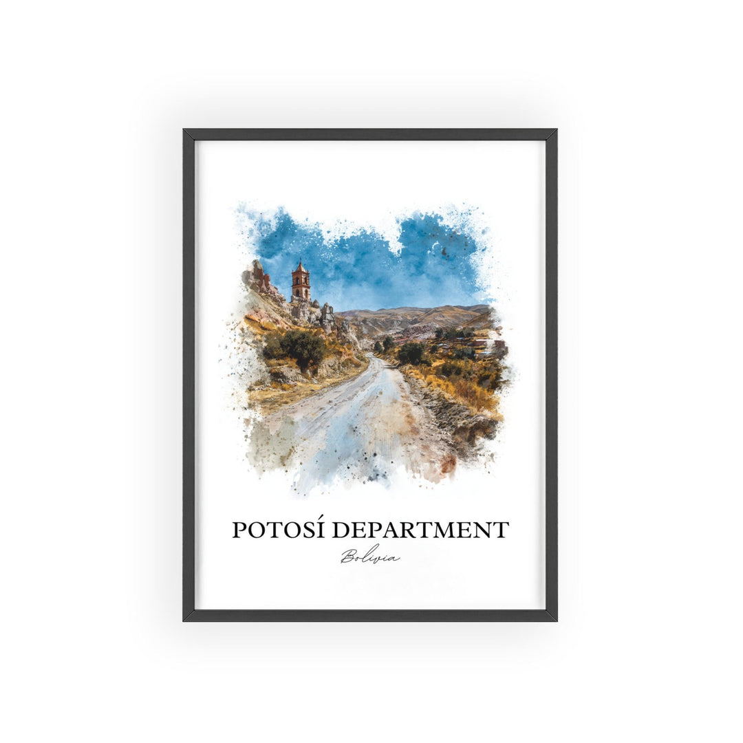 Potosí Bolivia Wall Art, Bolivia Print, Bolivia Watercolor Art, Potosí Dept Gift, Bolivia Travel Print, Travel Poster, Housewarming Gift