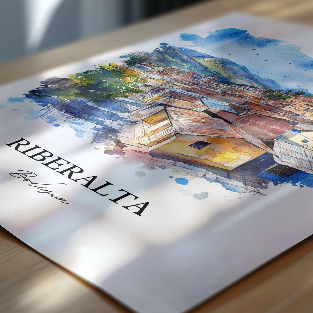Riberalta Wall Art, Beni Dept Print, Bolivia Watercolor Art, Riberalta Bolivia Gift, Travel Print, Travel Poster, Housewarming Gift