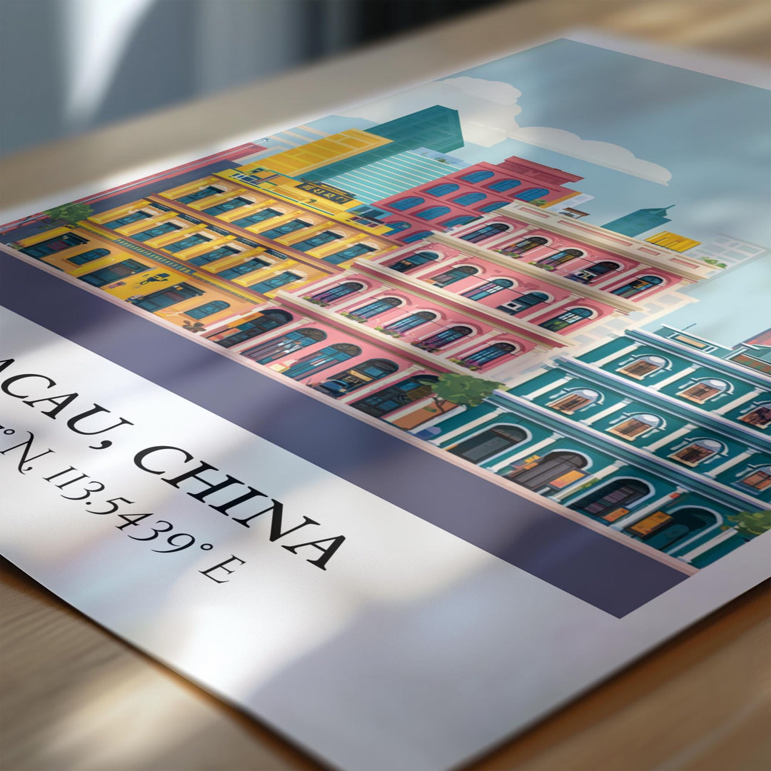 Macau Wall Art, Macau Print, Macau Watercolor Art, Macau China Gift, China Travel Print, Travel Poster, Housewarming Gift