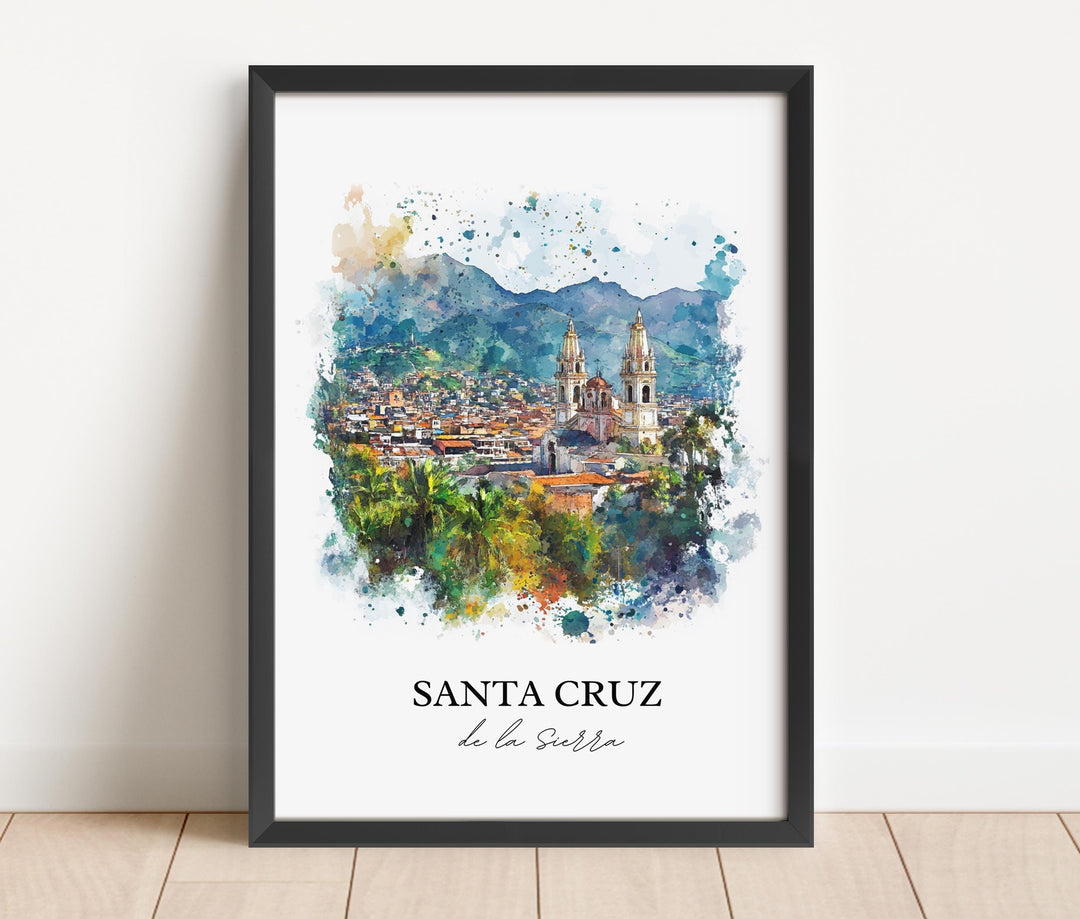 Santa Cruz de la Sierra Art, Bolivia Print, Bolivia Watercolor, Santa Cruz de la Sierra Gift, Travel Print, Travel Poster, Housewarming Gift