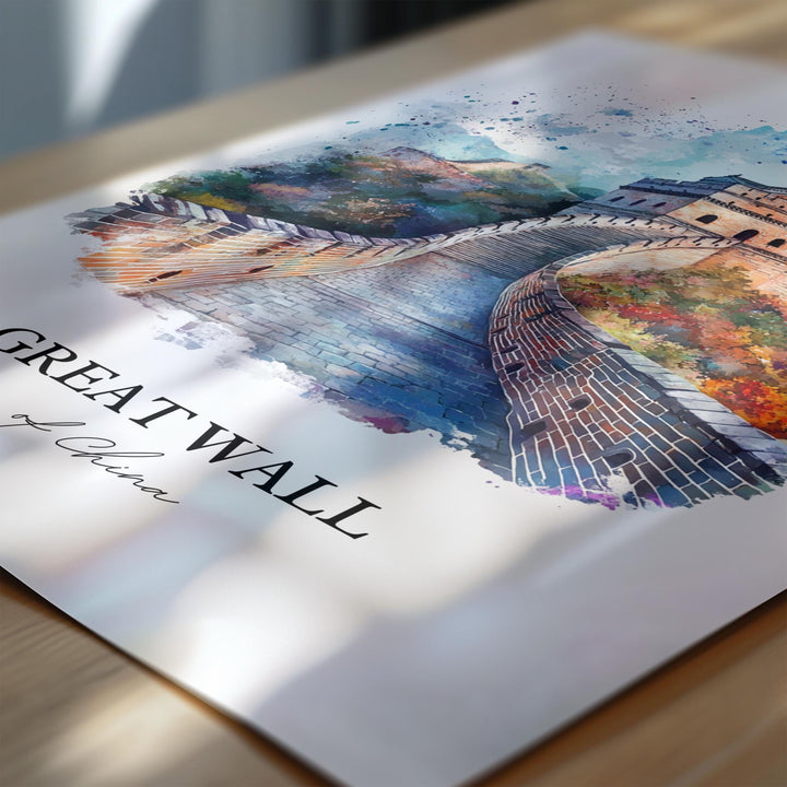 Great Wall of China Wall Art, China Print, China Watercolor Art, Great Wall of China Gift, Travel Print, Travel Poster, Housewarming Gift