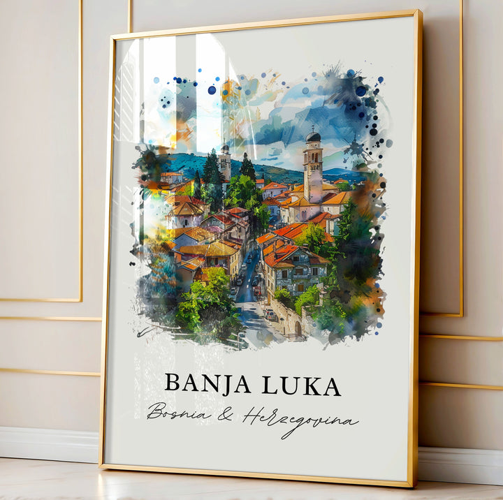 Banja Luka Art, Banja Luka Bosnia Print, Banja Luka Watercolor, Bosnia and Herzegovina Gift, Travel Poster, Housewarming Gift