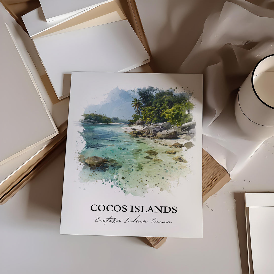 Cocos Islands Wall Art, Eastern Indian Ocean, Cocos Islands Artwork, Cocos Islands Gift, Travel Print, Travel Poster, Housewarming Gift