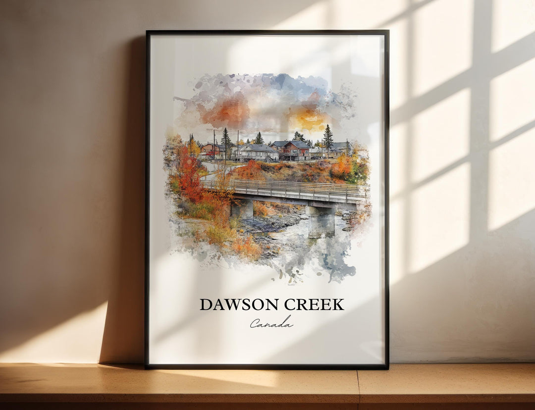 Dawson Creek Wall Art, British Columbia Print, Canada Watercolor Art, Dawson Creek Gift, Travel Print, Travel Poster, Housewarming Gift