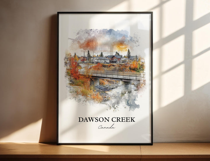 Dawson Creek Wall Art, British Columbia Print, Canada Watercolor Art, Dawson Creek Gift, Travel Print, Travel Poster, Housewarming Gift