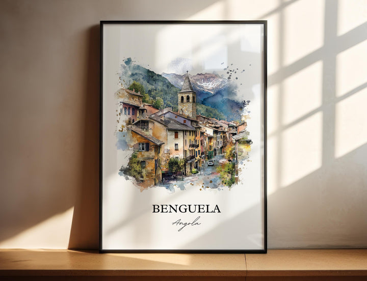 Benguela Wall Art, Angola Print, Angola Watercolor Art, Benguela Gift, Travel Print, Travel Poster, Housewarming Gift