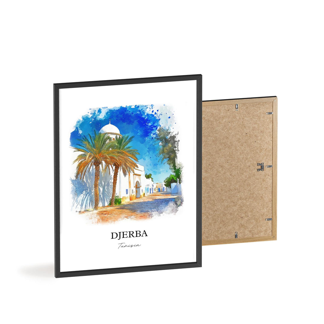 Djerba Wall Art, Jerba Tunisia Print, Tunisia Watercolor Art, Djerba Tunisia Gift, Travel Print, Travel Poster, Housewarming Gift