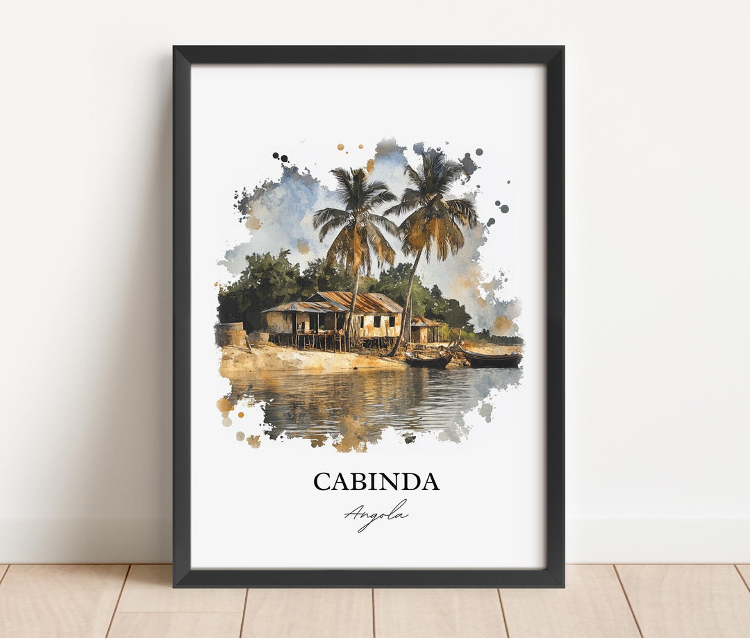 Cabinda Wall Art, Angola Print, Angola Watercolor Art, Cabinda Angola Gift, Travel Print, Travel Poster, Housewarming Gift
