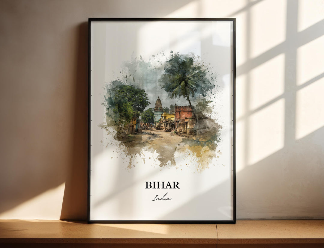 Bihar India Wall Art, Bihar India Print, Bihar Watercolor Art, Bihar India Gift, India Travel Print, Travel Poster, Housewarming Gift