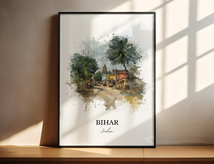 Bihar India Wall Art, Bihar India Print, Bihar Watercolor Art, Bihar India Gift, India Travel Print, Travel Poster, Housewarming Gift