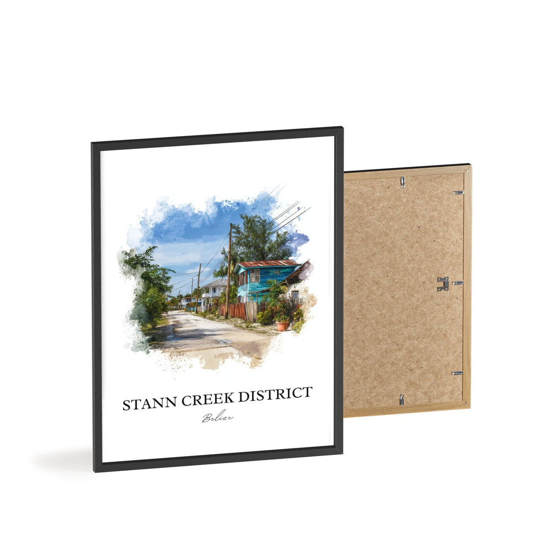 Stann Creek Belize Art, Belize Print, Belize Watercolor, Stann Creek District Gift, Belize Travel Print, Travel Poster, Housewarming Gift