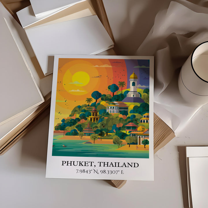 Phuket Art, Phuket Retro Travel Art, Phuket Thailand Home Decor, Thailand Gift, China Travel Art, Travel Prints, Housewarming Gift