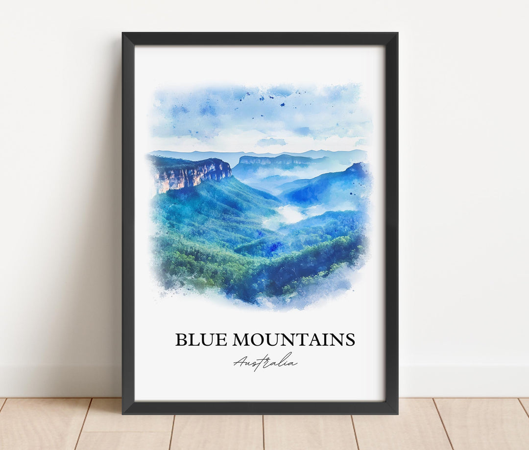 Blue Mountains Art, New South Wales Print, Australia Artwork, Blue Mountains Australia Gift, Travel Print, Travel Poster, Housewarming Gift