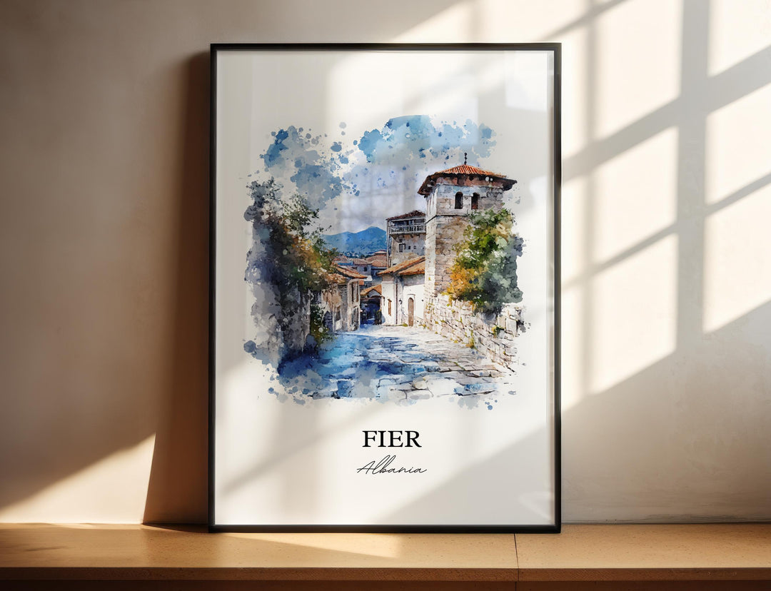 Fier Albania Wall Art, Albania Print, Albania Watercolor Art, Fier Gift, Travel Print, Travel Poster, Housewarming Gift